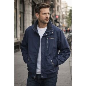 Vtg Ralph Lauren RLX Navy Blue Nylon Zip Up Jacket Men's XL Windbreaker Full Zip